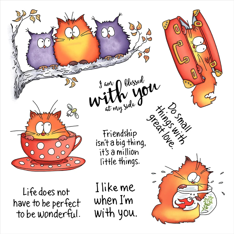 Clear Silicone Stamps For Card Making - Kawaii Fatty Cats Owl Stansmessen Duidelijke