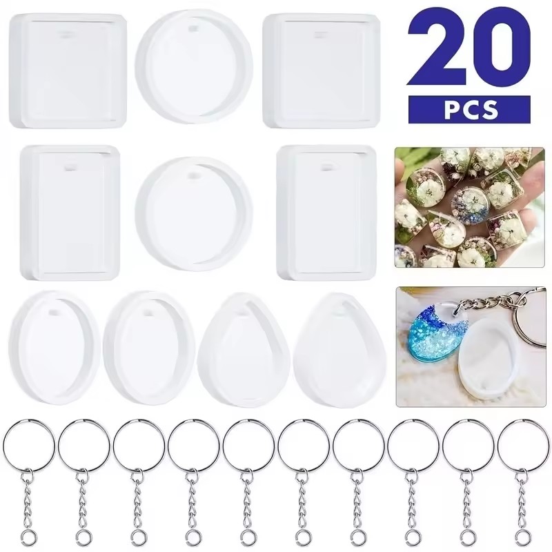 Silicone Epoxy Resin Molds Set - 20 stuks/set DIY sleutelhanger hanger gietvorm