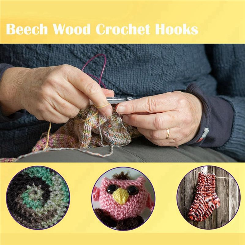 ABJI – set van 40 houten haakn - Wooden Crochet Hooks Ergonomic Handle recensie en prijs