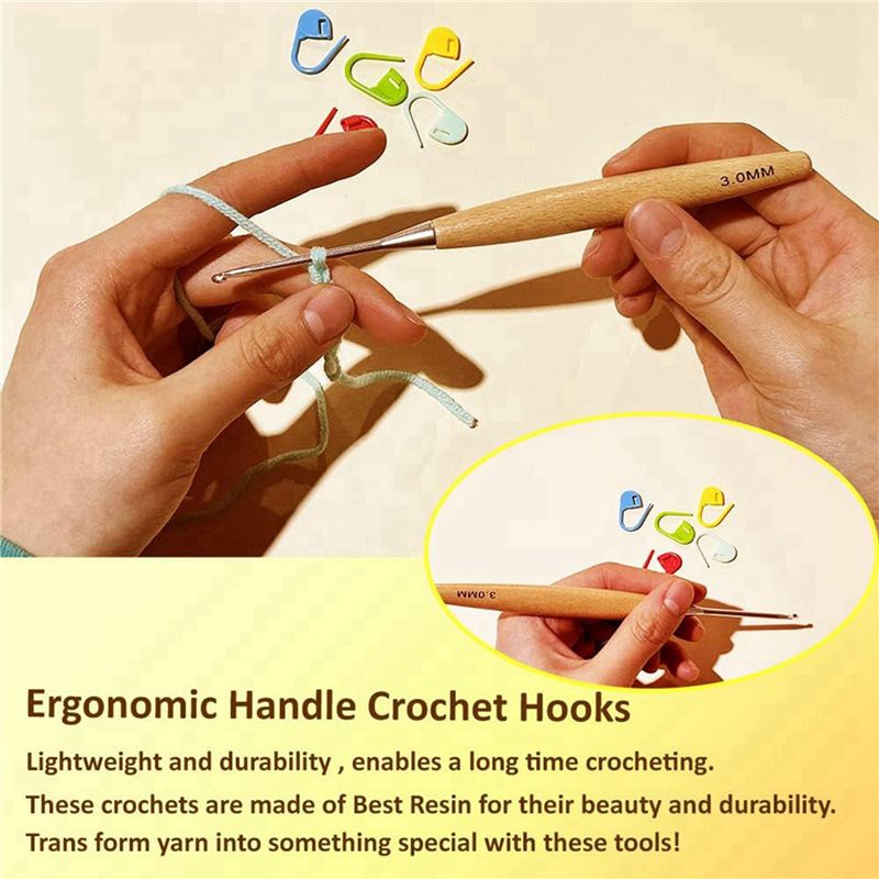 ABJI – set van 40 houten haakn - Wooden Crochet Hooks Ergonomic Handle recensie en prijs