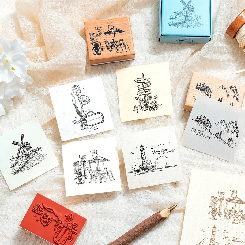 Vintage houten rubberstempels, - Scrapbooking recensie en prijs